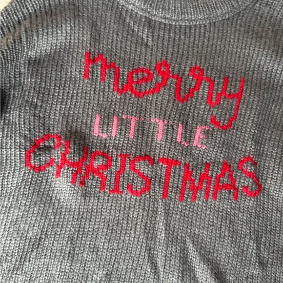 NWOT Wooden Ships Charcoal Sweater with Festive Red Script - Picture 4 of 8